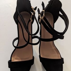 Black suede heels